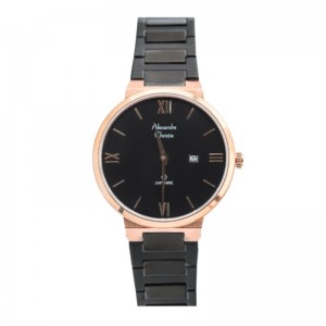 Alexandre Christie AC 8564 Rosegold Black Lady Sapphire LDBBRBA